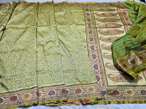 Indian saree Banarsi Katan silk saree Dhakai Jamdani sarees blouse SaffronFashion