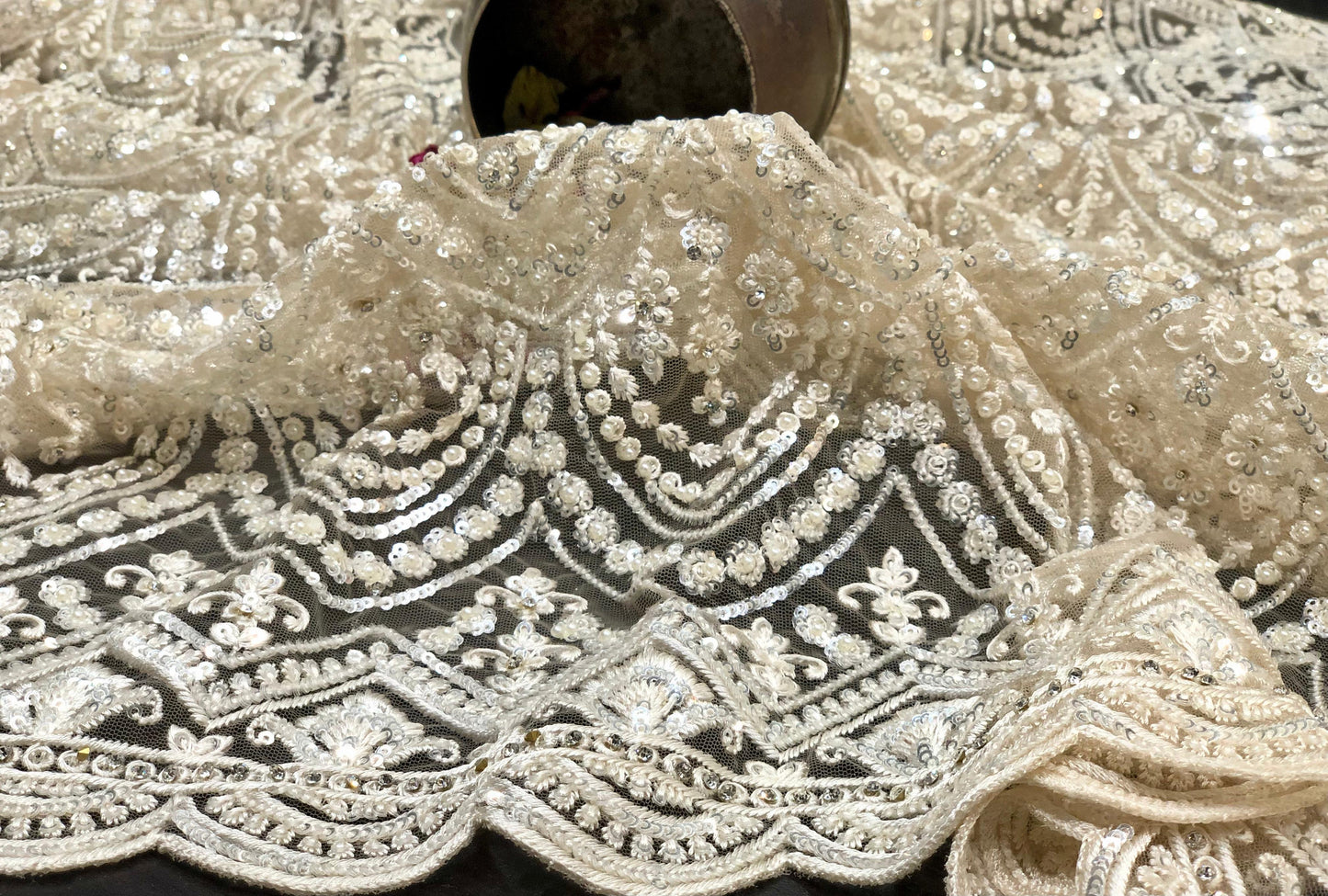 Royal white saree designer saree Indian wedding sarees blouse SaffronFashion