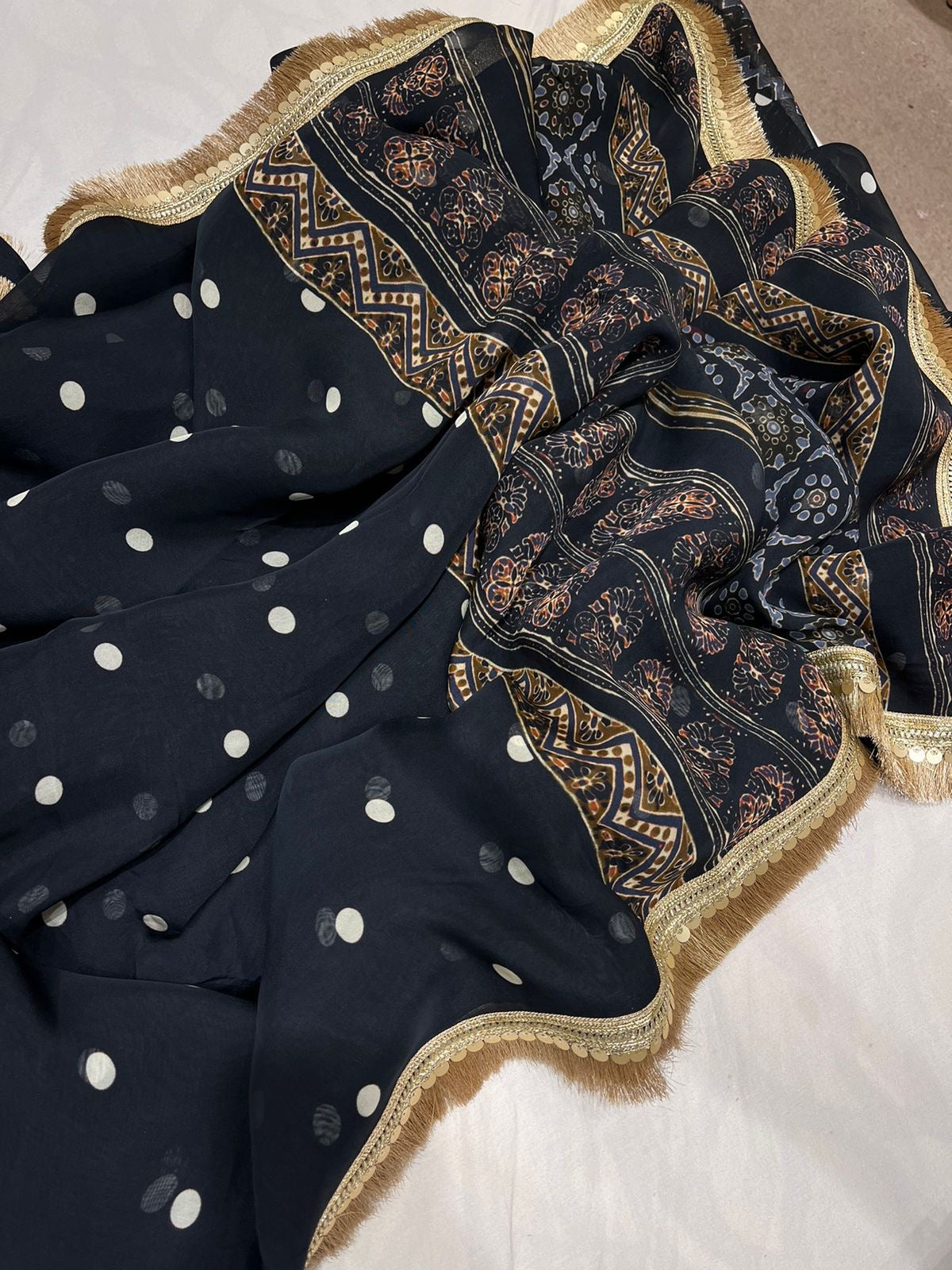 Printed Organza Saree Partywear sarees lace sari - Saffronfashionindia