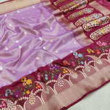 Lavender tissue saree Zari buries handwoven sarees