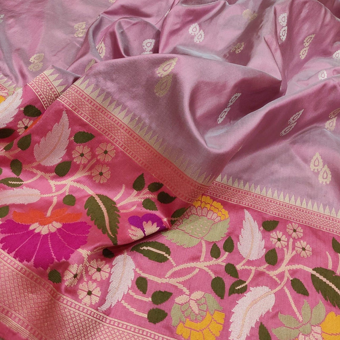 Imika katan silk saree handwoven sarees blouse - Saffronfashionindia