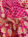 Pinash banarsi handwoven Bandhani Gorgette sarees