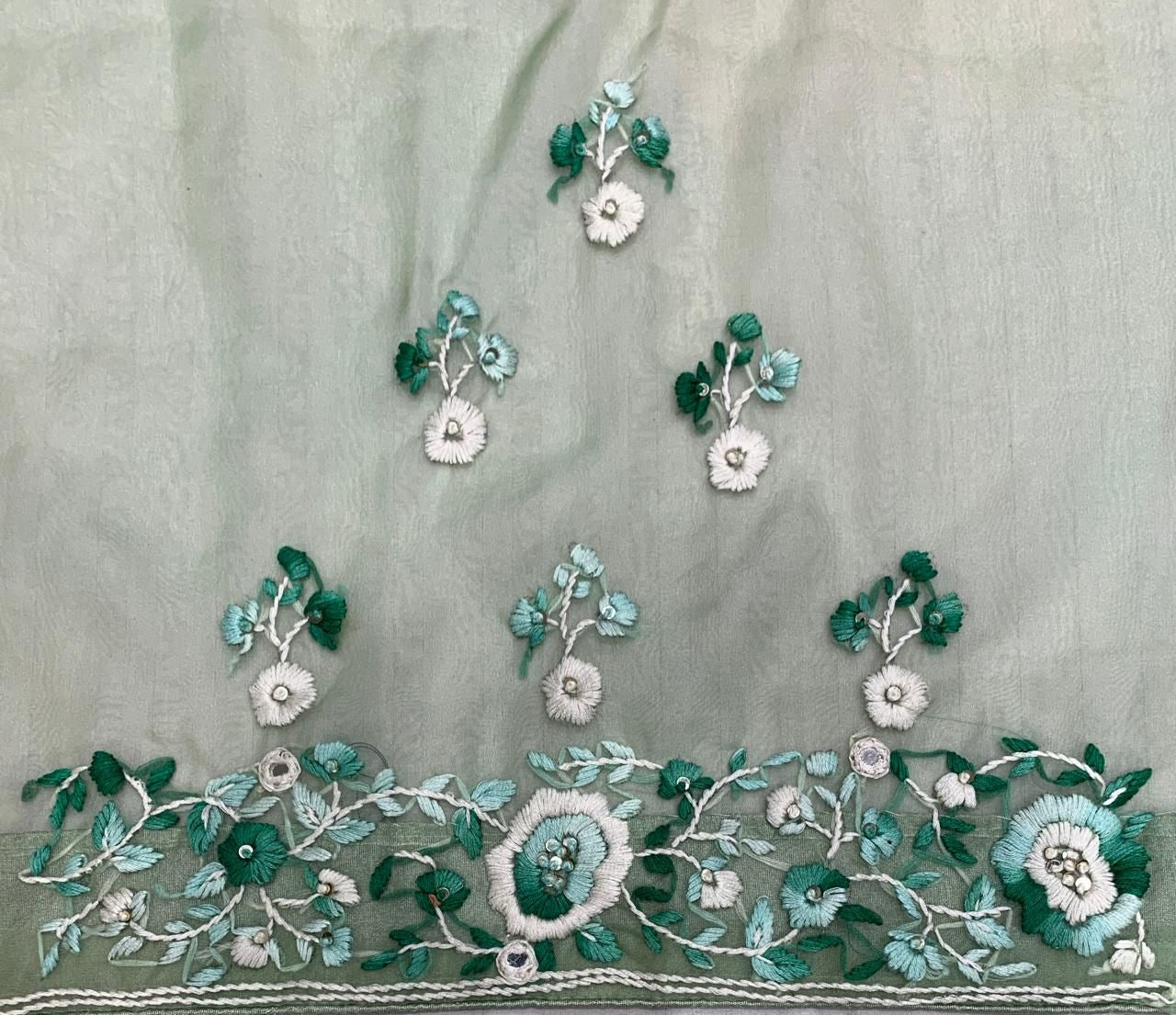 Mishika organza saree handwork saree embroidery saree blouse SaffronFashion