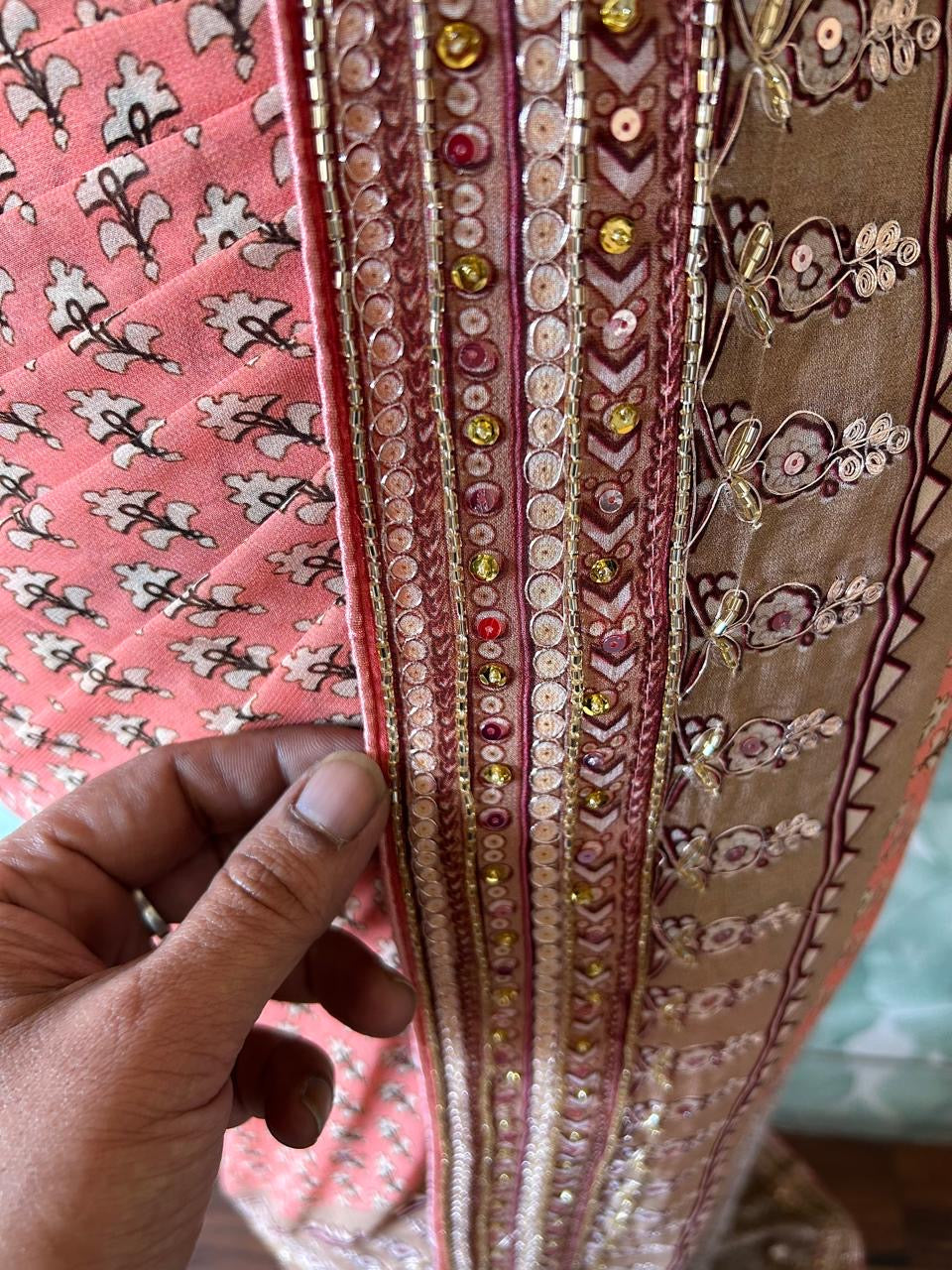 Premium gorgette sequins saree Partywear sari blouse Saffronfashionindia