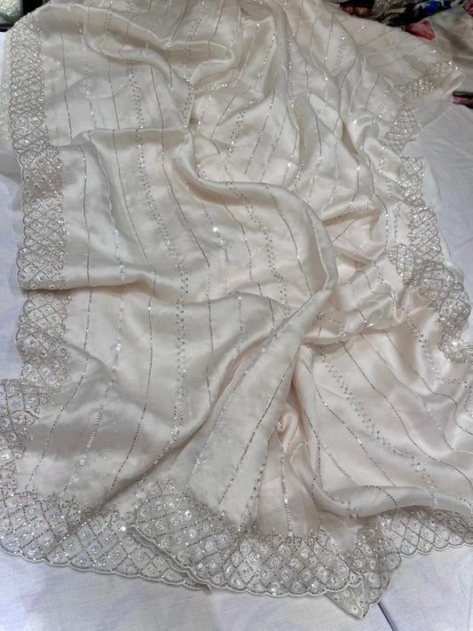 Lavisha organza saree Indian saree sequence sarees - Saffronfashionindia