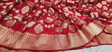 Red Banarsi Handwoven Kadwa silk Saree Indian Heritage Traditional Sarees