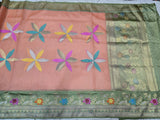 Peach saree Kora iktara sarees blouse Indian sari SaffronFashion
