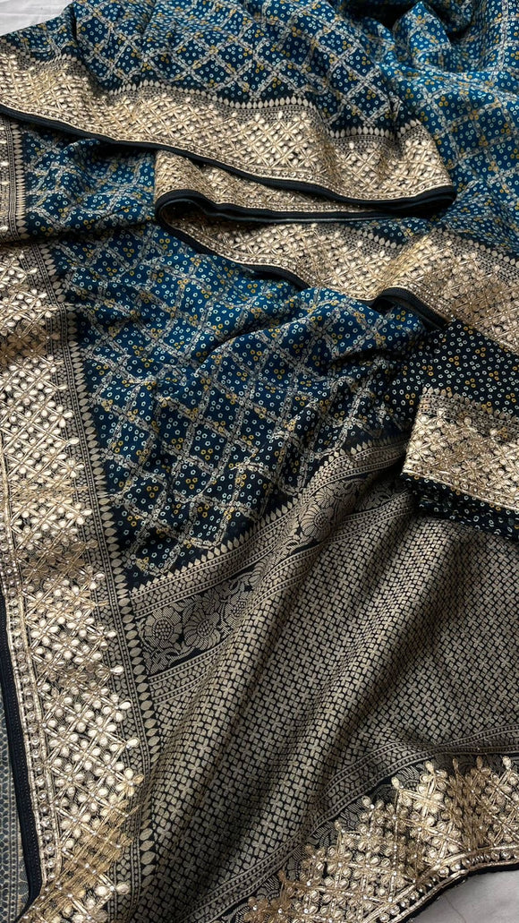Blue gajji silk saree traditional Indian sarees