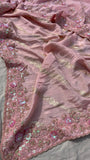 Vania Banarsi Munga Silk Saree pink sari
