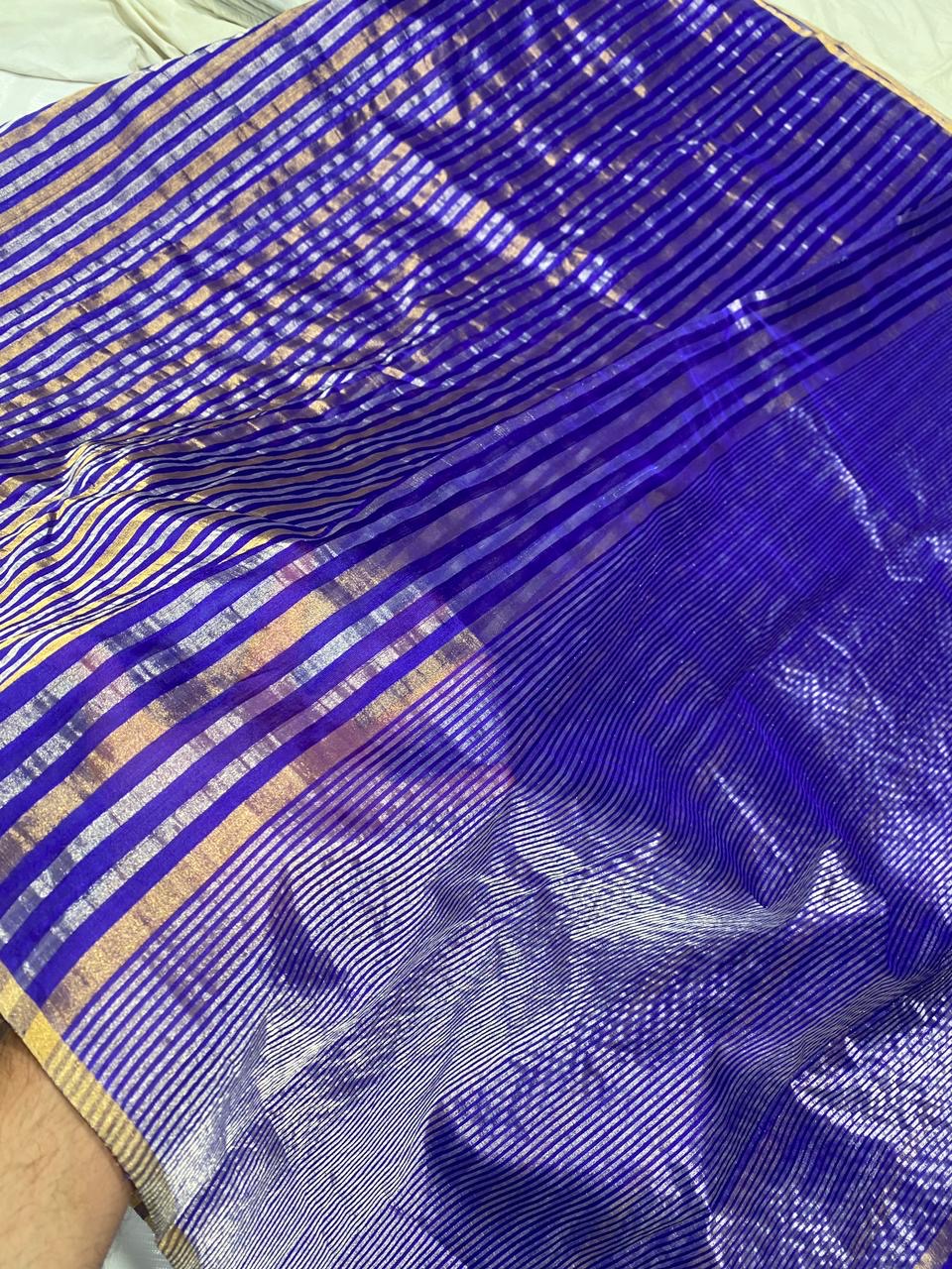 Royal Blue Chanderi saree Indian sarees - Saffronfashionindia