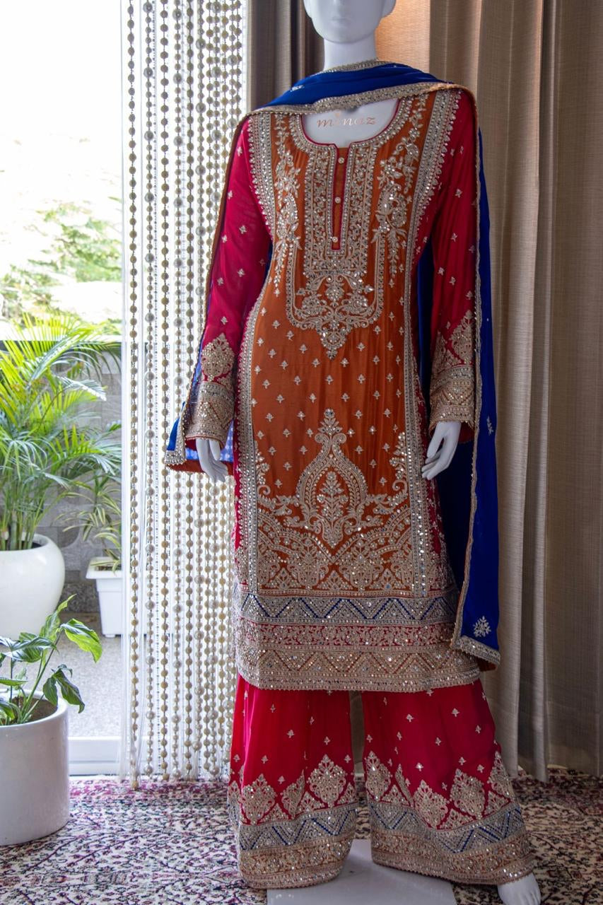 Pujo inspired sharara gharara dress - Saffronfashionindia