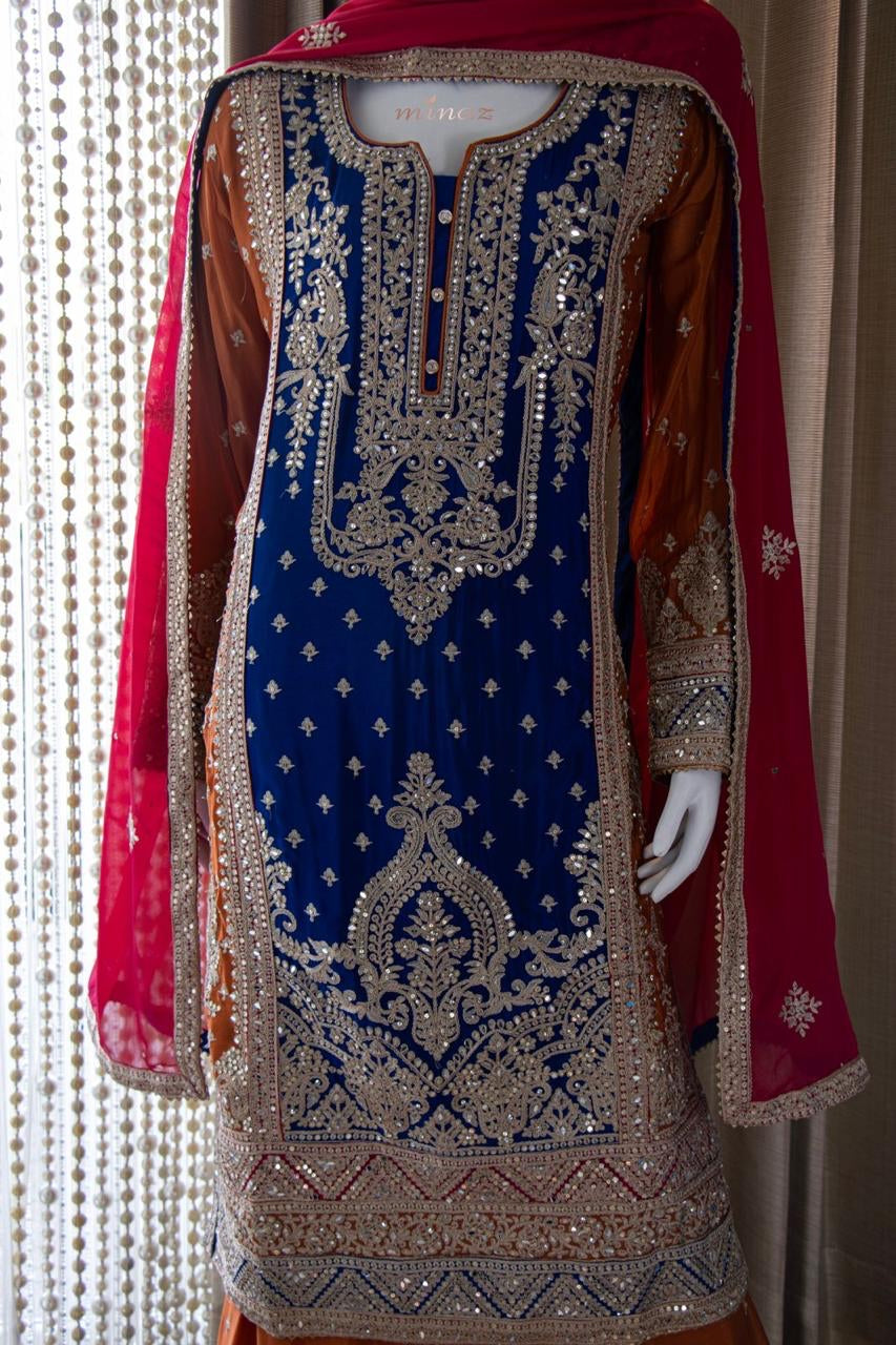 Pujo inspired sharara gharara dress - Saffronfashionindia