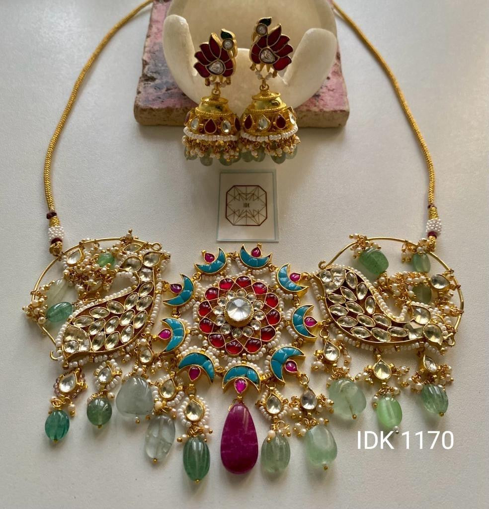 Morni pacchi kundan necklace set - Saffronfashionindia