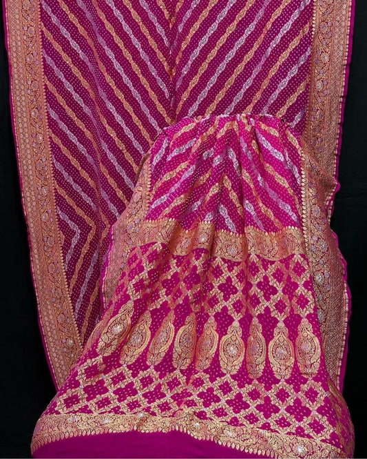 Bandhani rai Bandhej saree Banarsi sarees - Saffronfashionindia