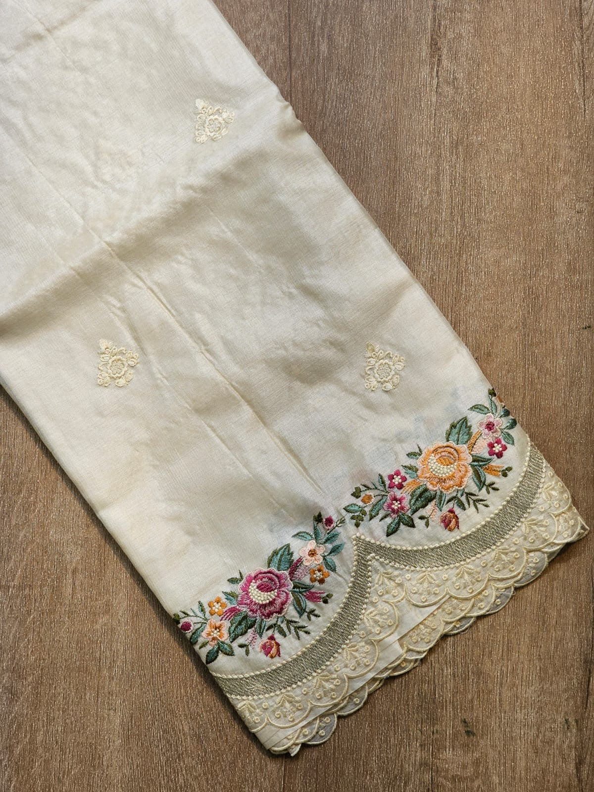 Rovish silk saree tussar silk saree embroidery saree blouse Saffronfashionindia