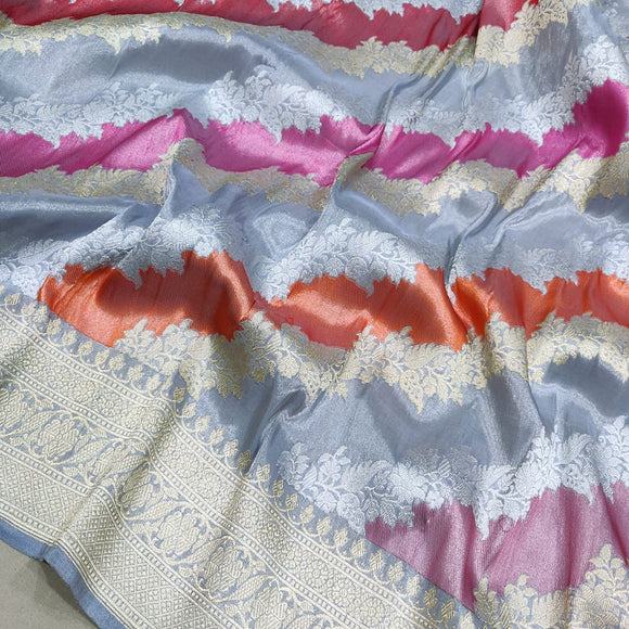 Rangkat inspired handwoven tissue silk saree