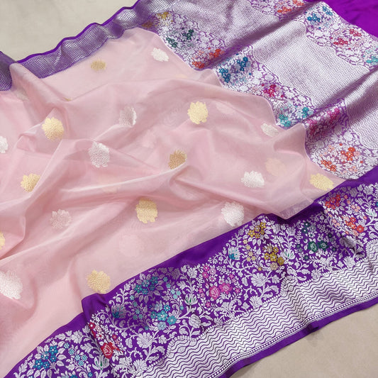 Ruvi kora hamdwoven kadwa saree Indian sarees - Saffronfashionindia