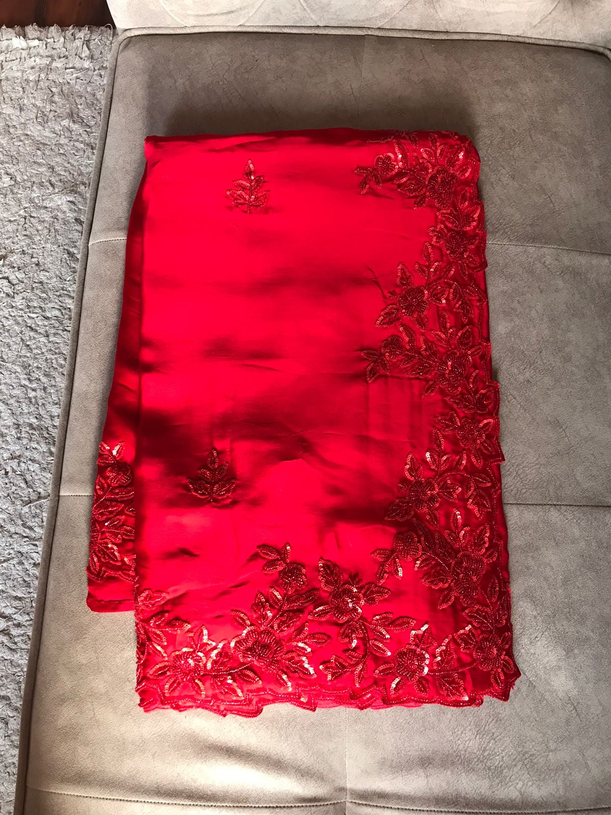 Red Satin Premium Silk Sarees luxury Saree - Saffronfashionindia