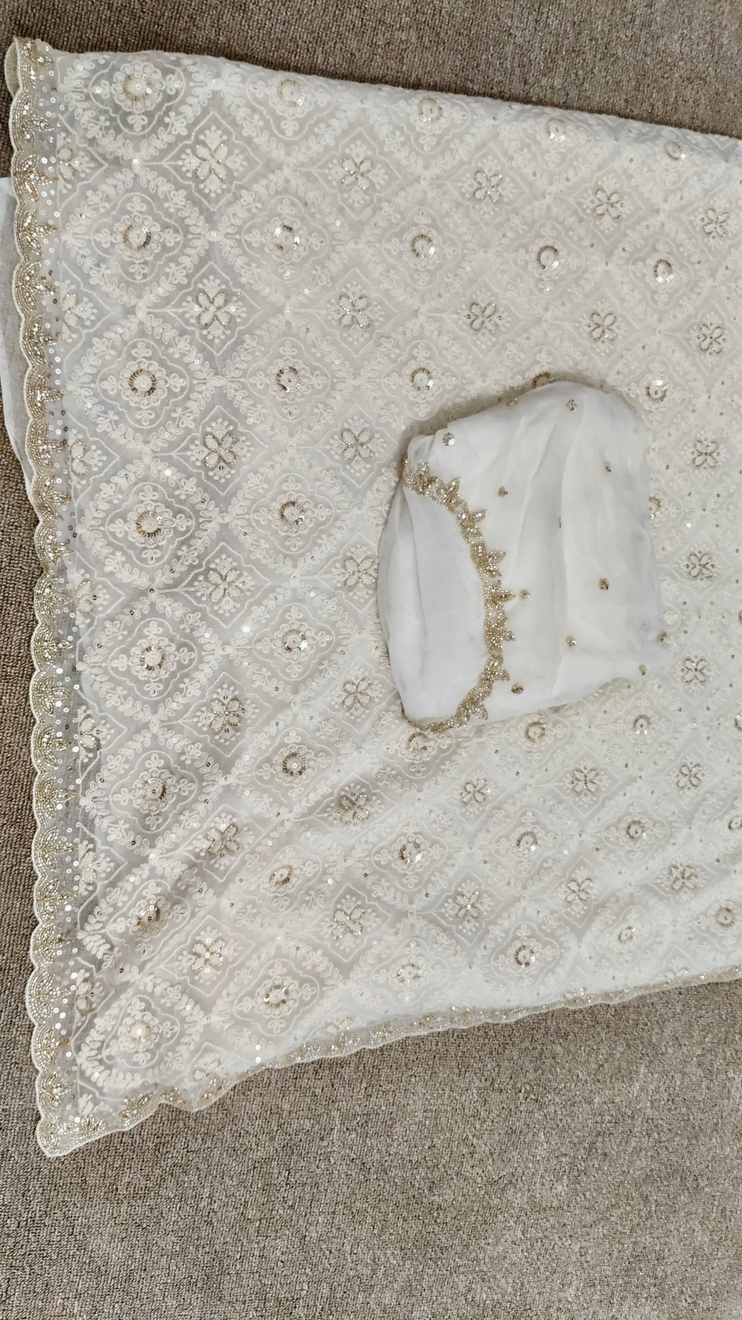 White Elegant Chikankari Saree Indian sarees blouse - Saffronfashionindia