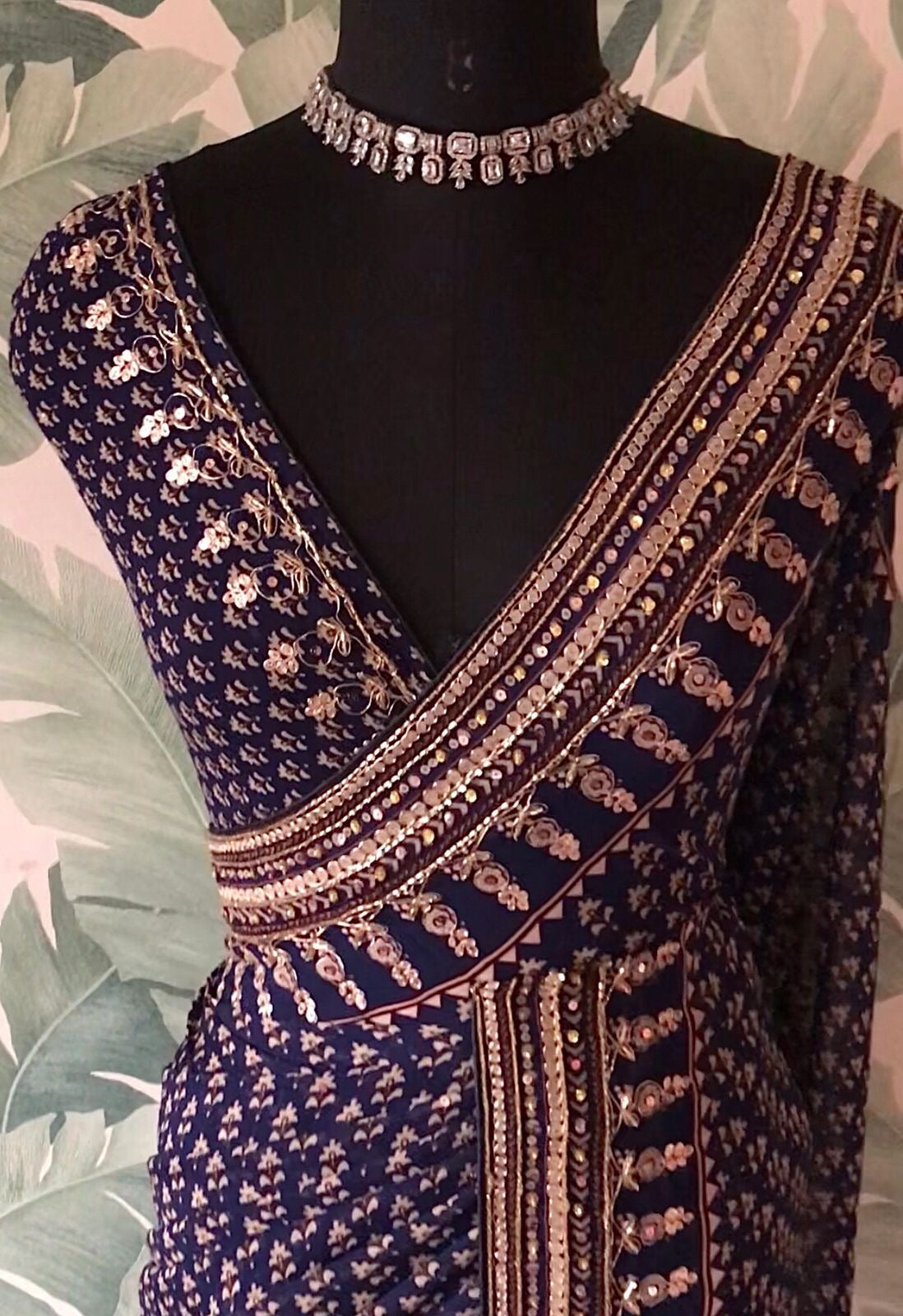 Premium gorgette sequins saree Partywear sari blouse Saffronfashionindia