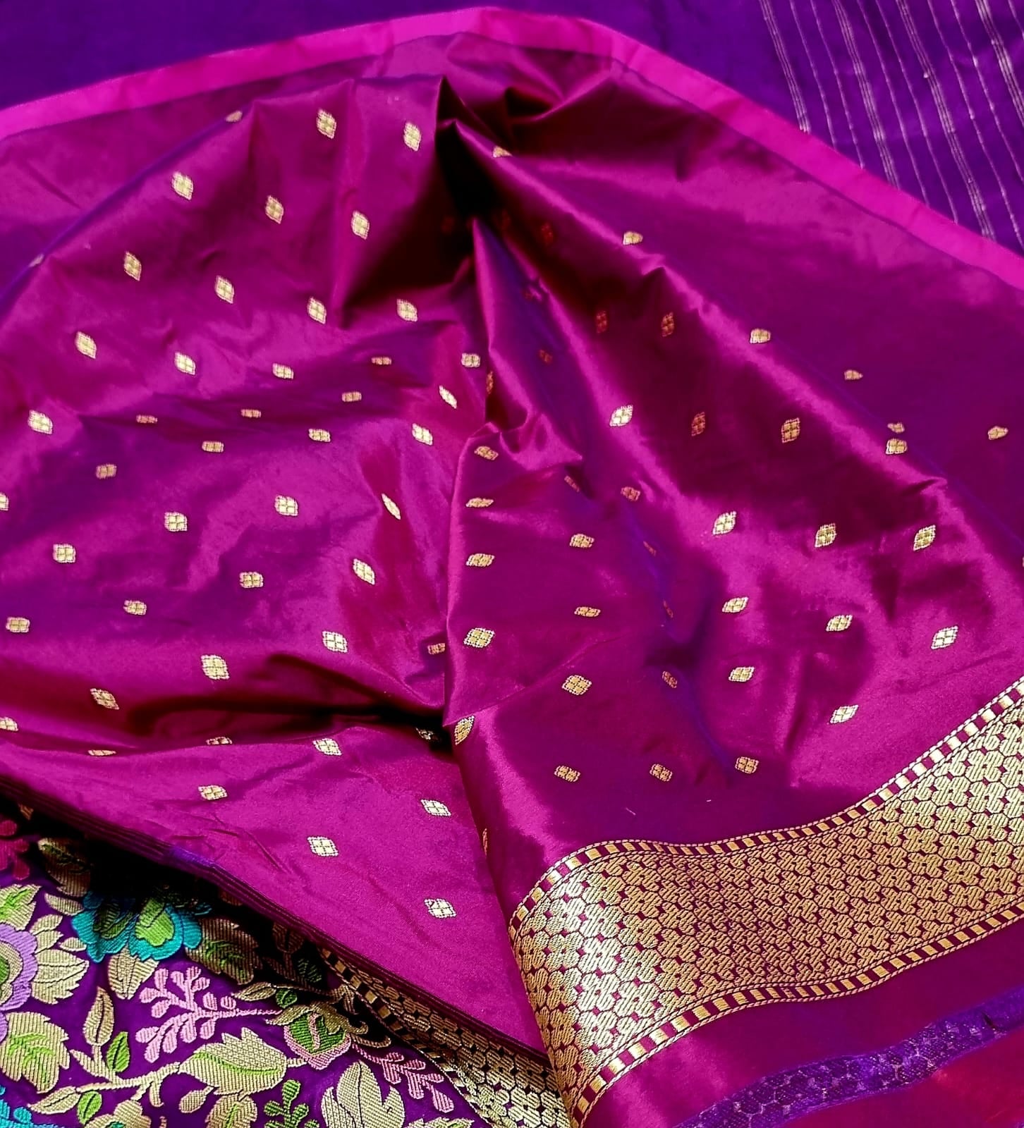 Purple handwoven kadwa exclusive women saree - Saffronfashionindia