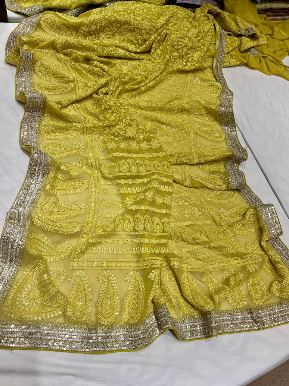 Ramaina Gorgette saree bridesmaid saree Indian sarees - Saffronfashionindia