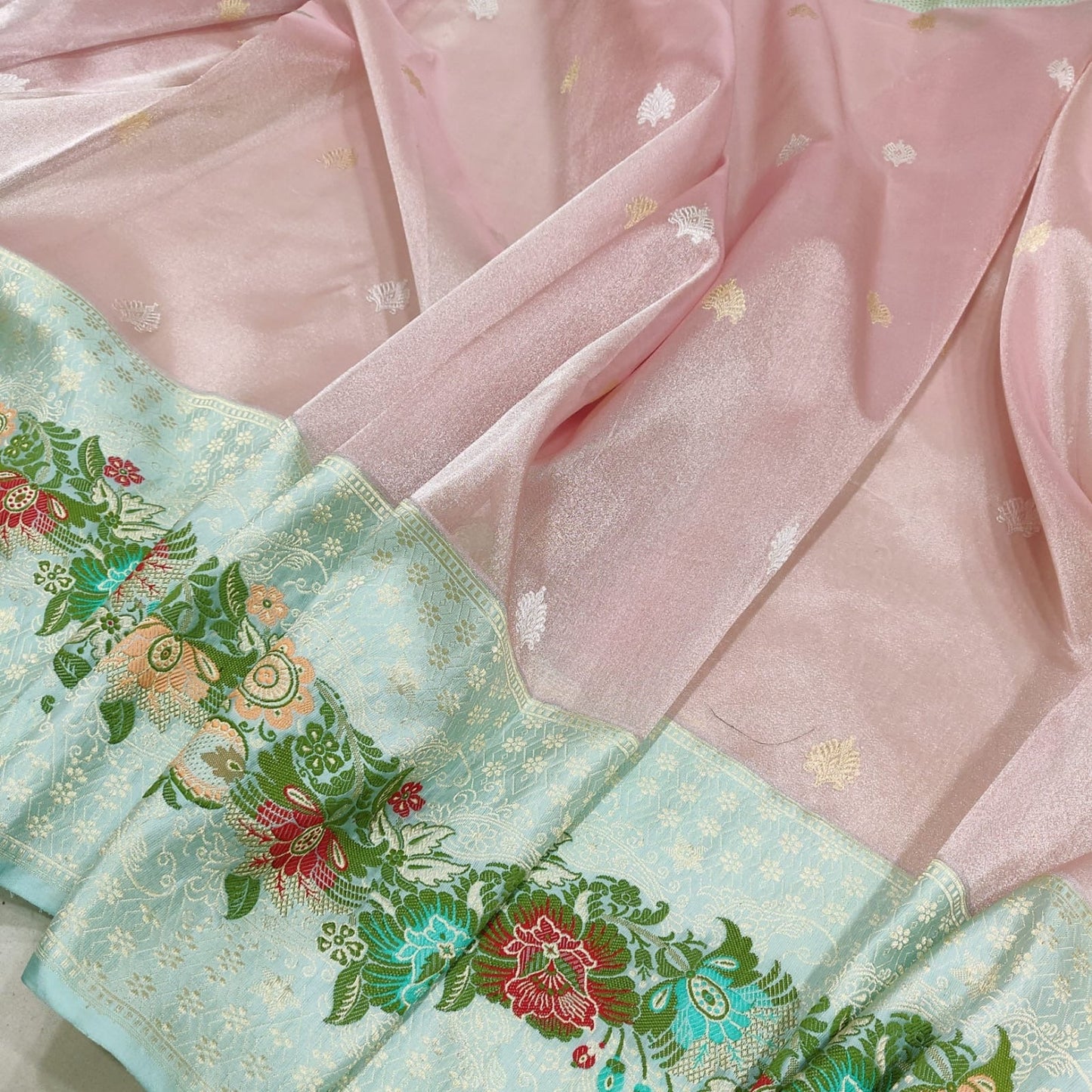 Moria handwoven saree tissue saree Indian sari blouse Saffronfashionindia