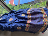 Munga French knot saree royal blue sarees