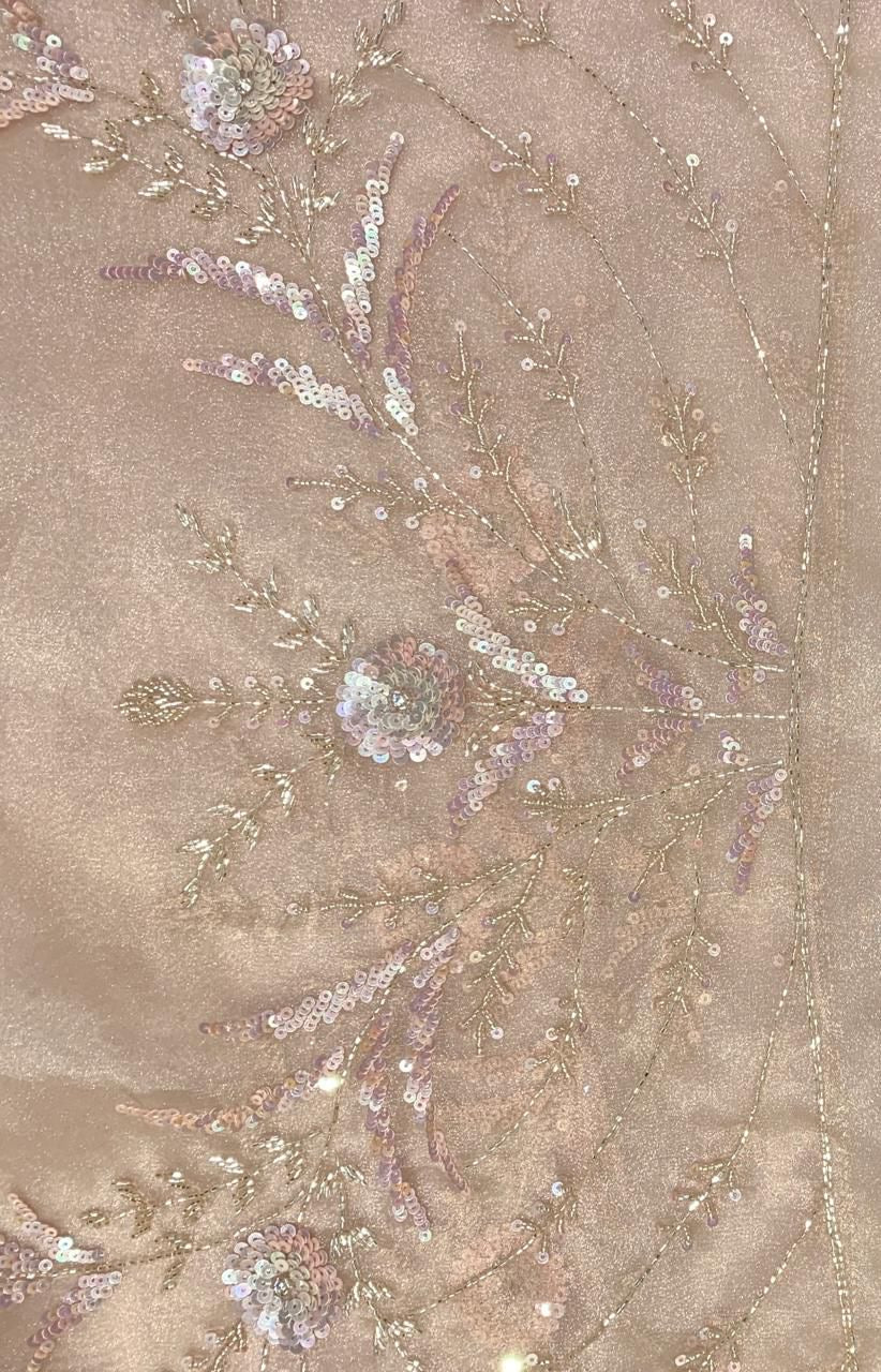 Reception saree party wear handwork sareee handmade sari blouse - Saffronfashionindia