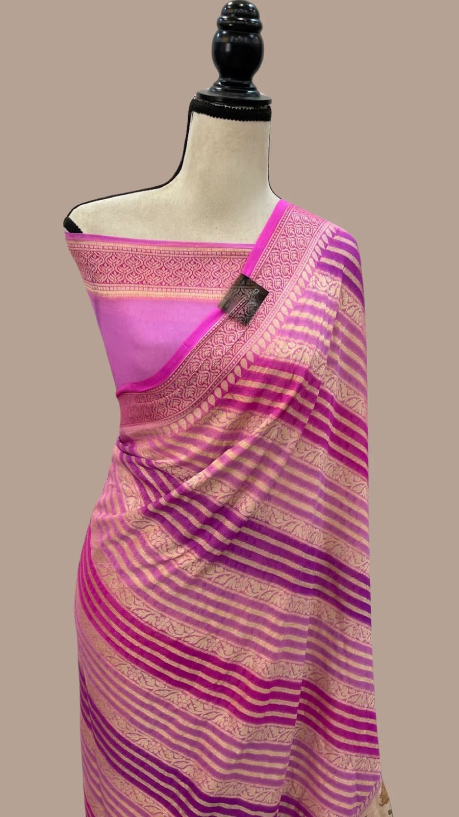 Alisha Chiffon Khaddi Banarsi saree Indian sari blouse SaffronFashion