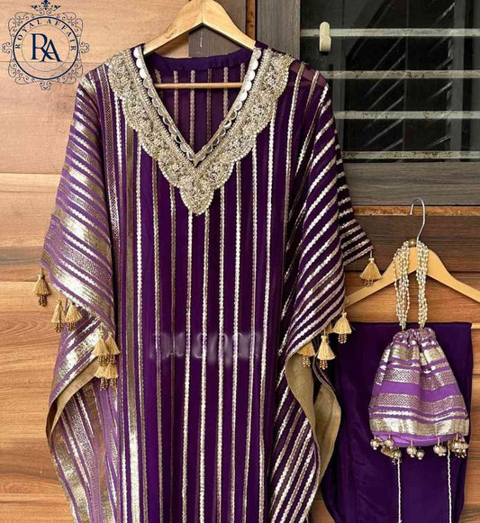 Partywear Kaftan Set Georgette kaftan set SaffronFashion