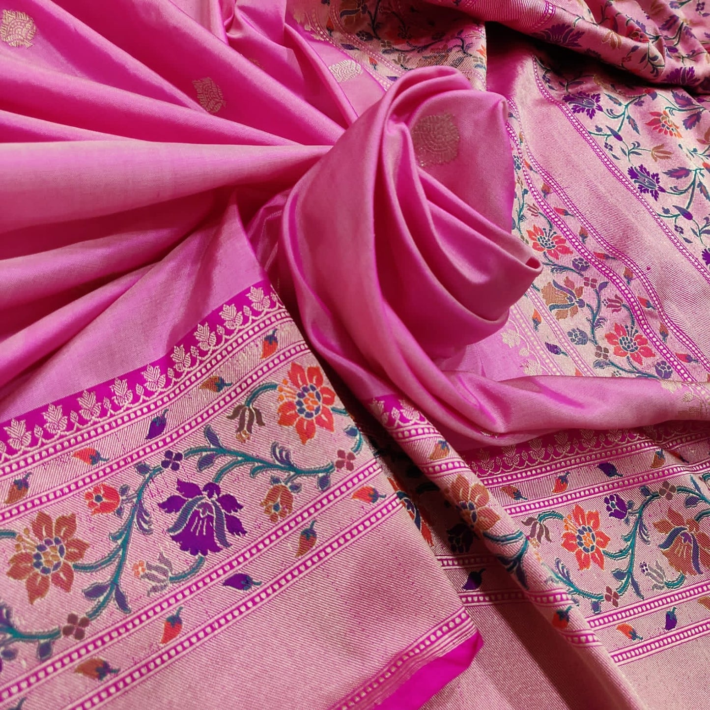 Paithani inspired Katan silk handwoven saree - Saffronfashionindia