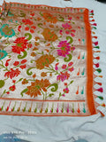 Tussar Khaddi Gorgette handloom saree Indian sari