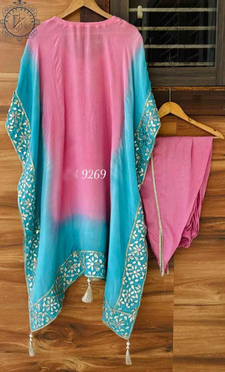 Designer Silk Kaftan Partywear kaftan set gottapatti kaftan - Saffronfashionindia