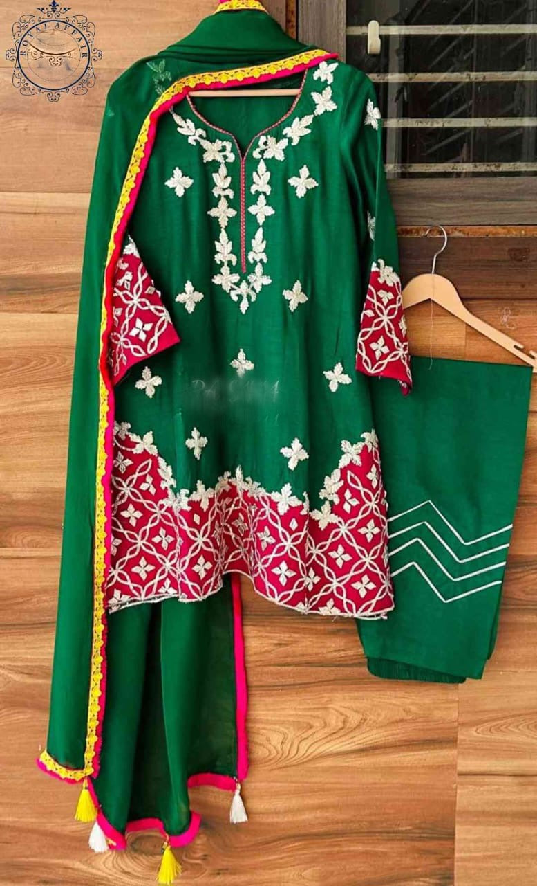 Embroidered salwar suit Indian salwar suit Traditional suit SaffronFashion