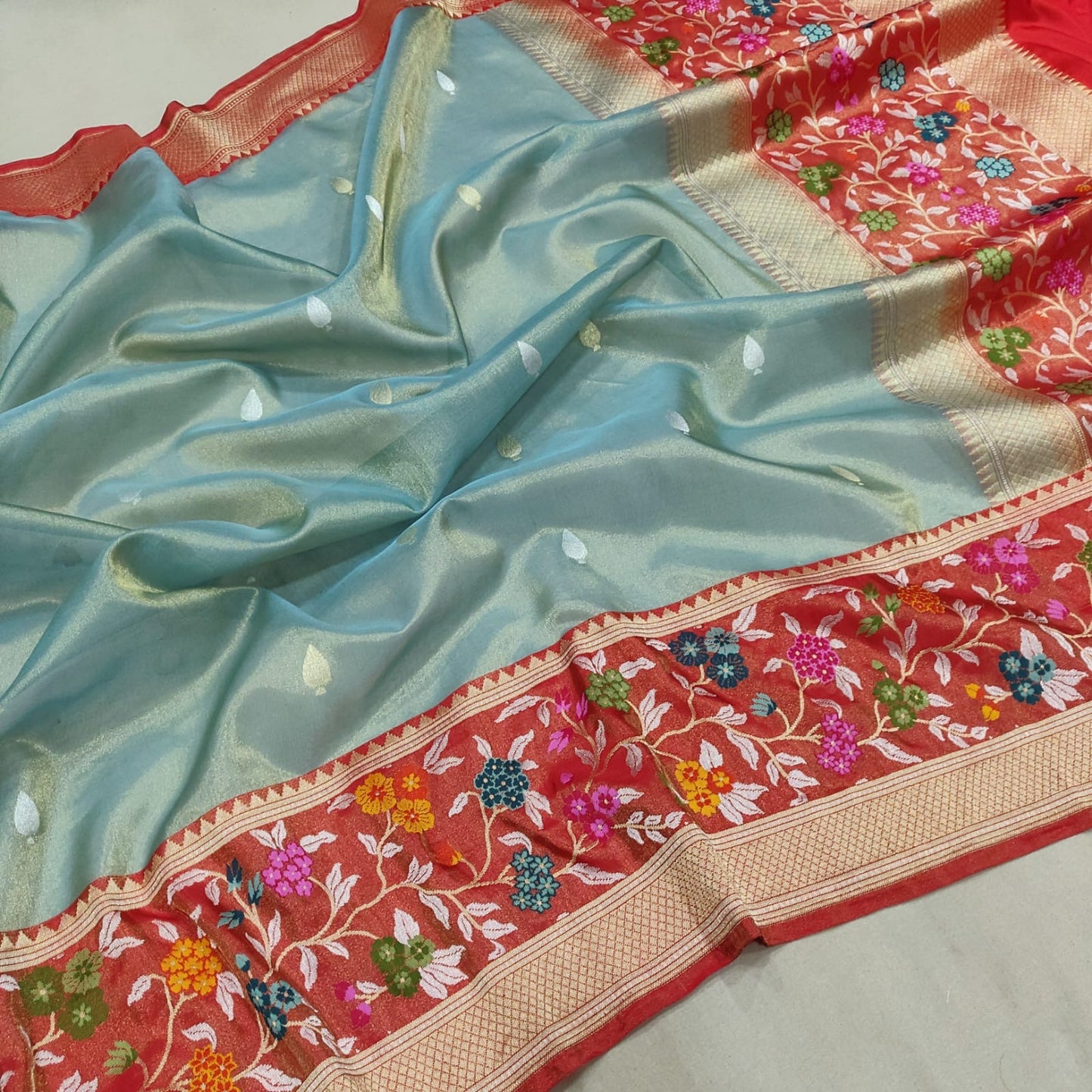 Aneha Tissue Handwoven Saree women sari - Saffronfashionindia