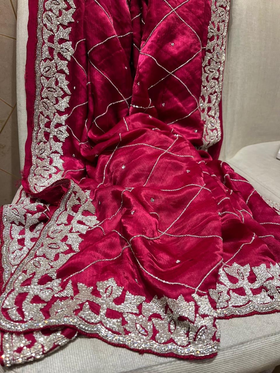 Satin Crepe Sarees Indian Saree wedding saree - Saffronfashionindia