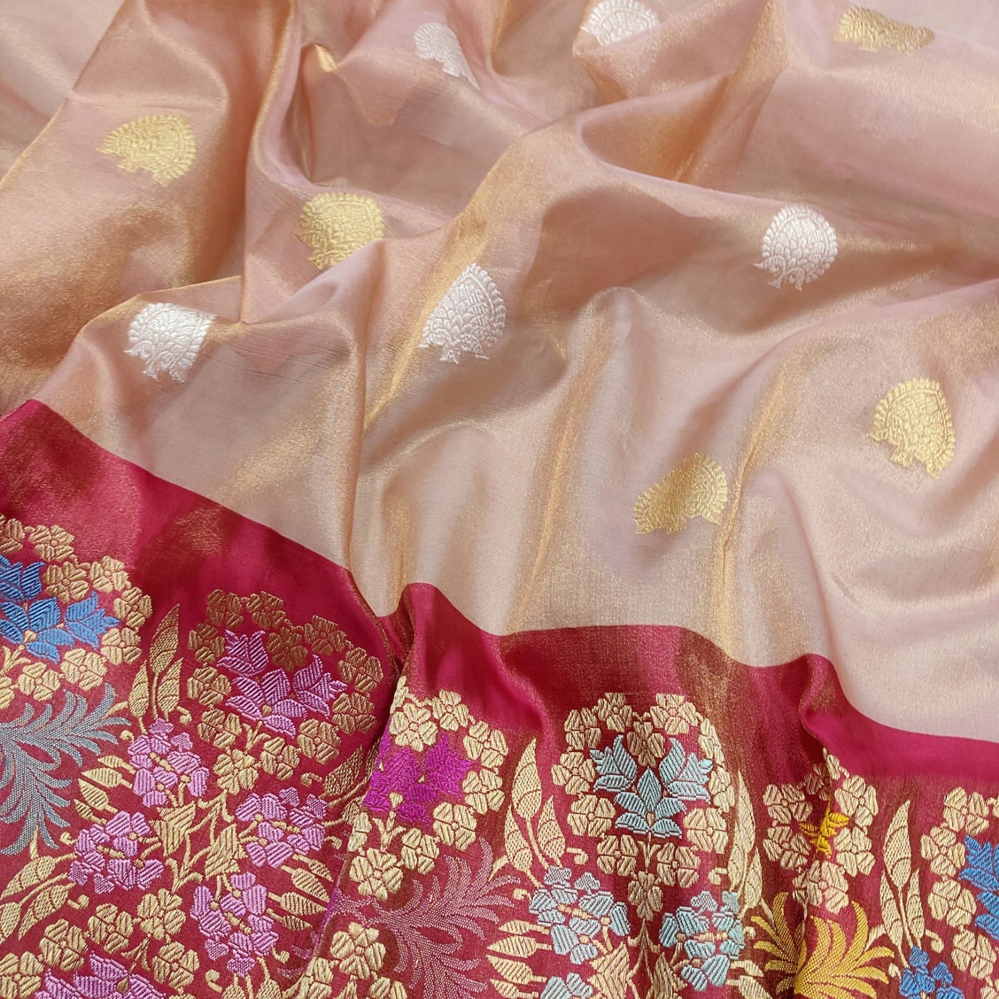 Razi tissue handwoven kadwa saree - Saffronfashionindia