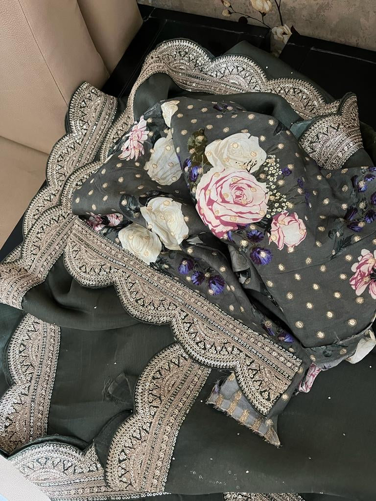 Lubesha organza saree classy sari - Saffronfashionindia