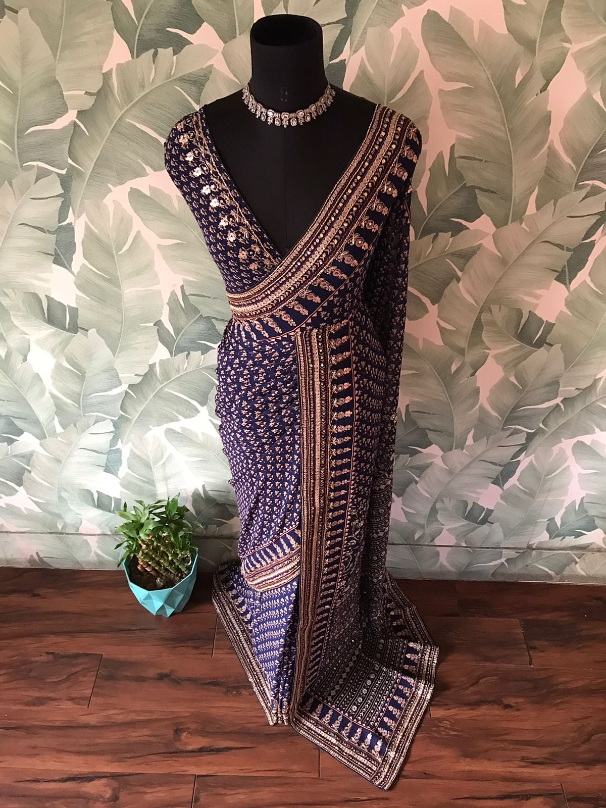 Premium gorgette sequins saree Partywear sari blouse Saffronfashionindia