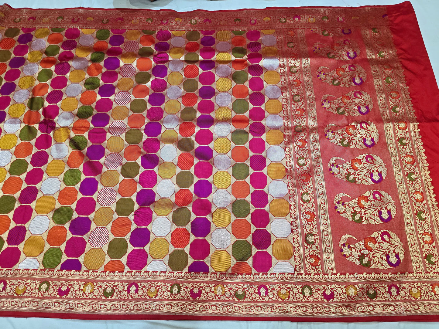 Rangkat inspired Banarsi silk saree katan silk sari blouse - Saffronfashionindia