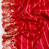 Bridal inspired red Katan saree