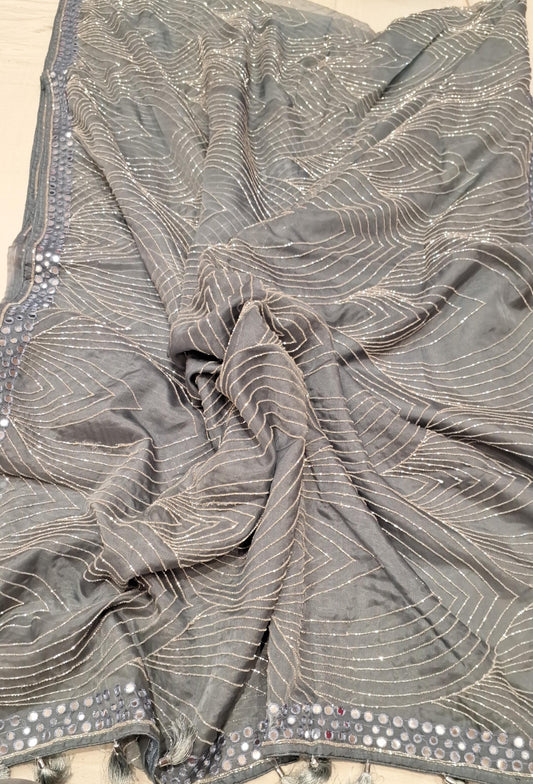 luxury organza saree Partywear sarees stylish sari - Saffronfashionindia