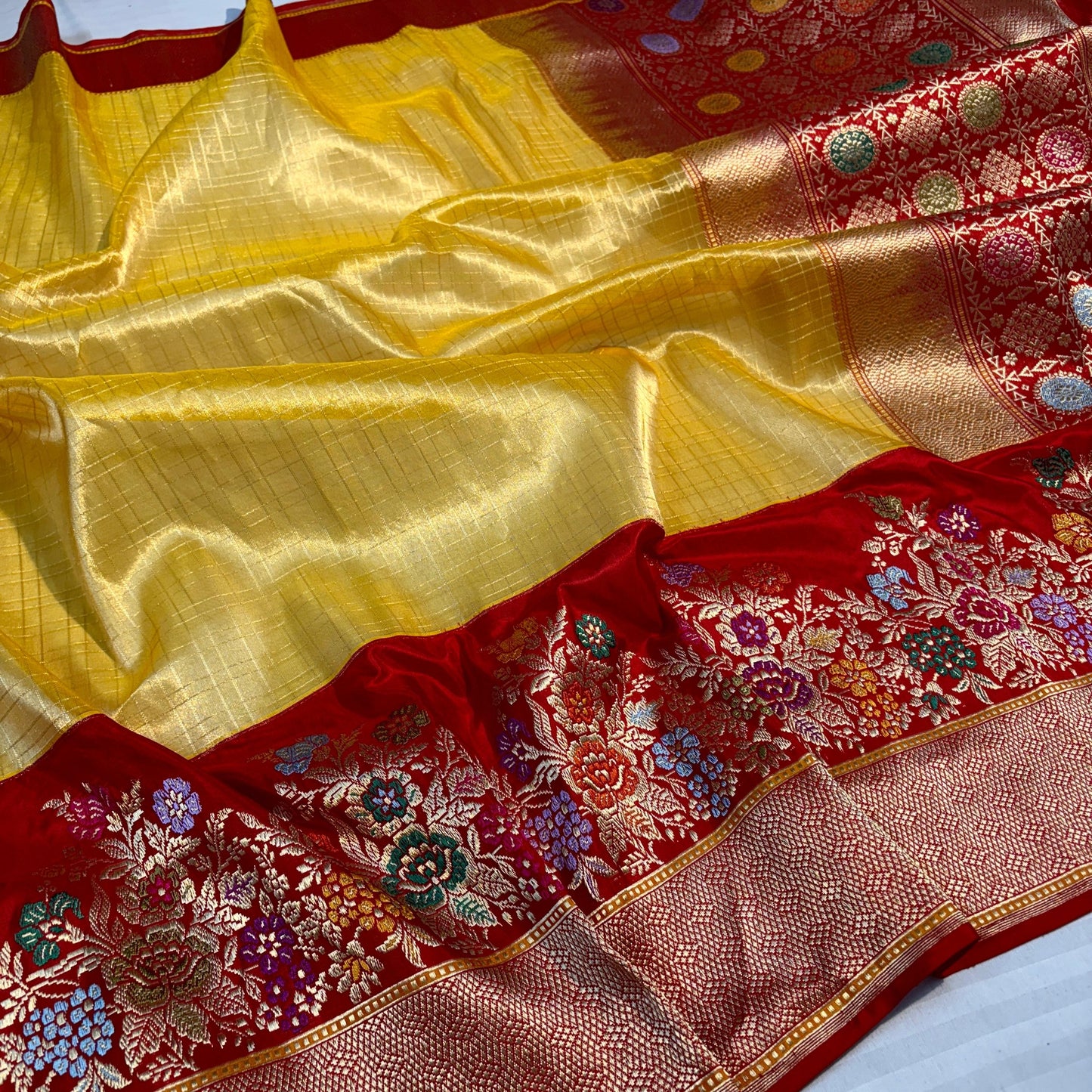 Yellow exclusive saree handcrafted saree blouse SaffronFashion