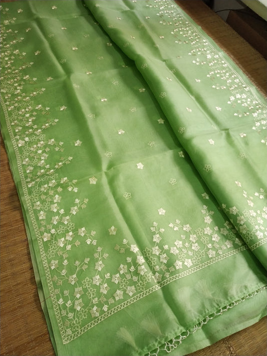 Star Inspired Organza Silk Saree Embroidery Indian saree - Saffronfashionindia