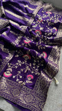 Purple munga silk saree Banarsi saree Indian sarees