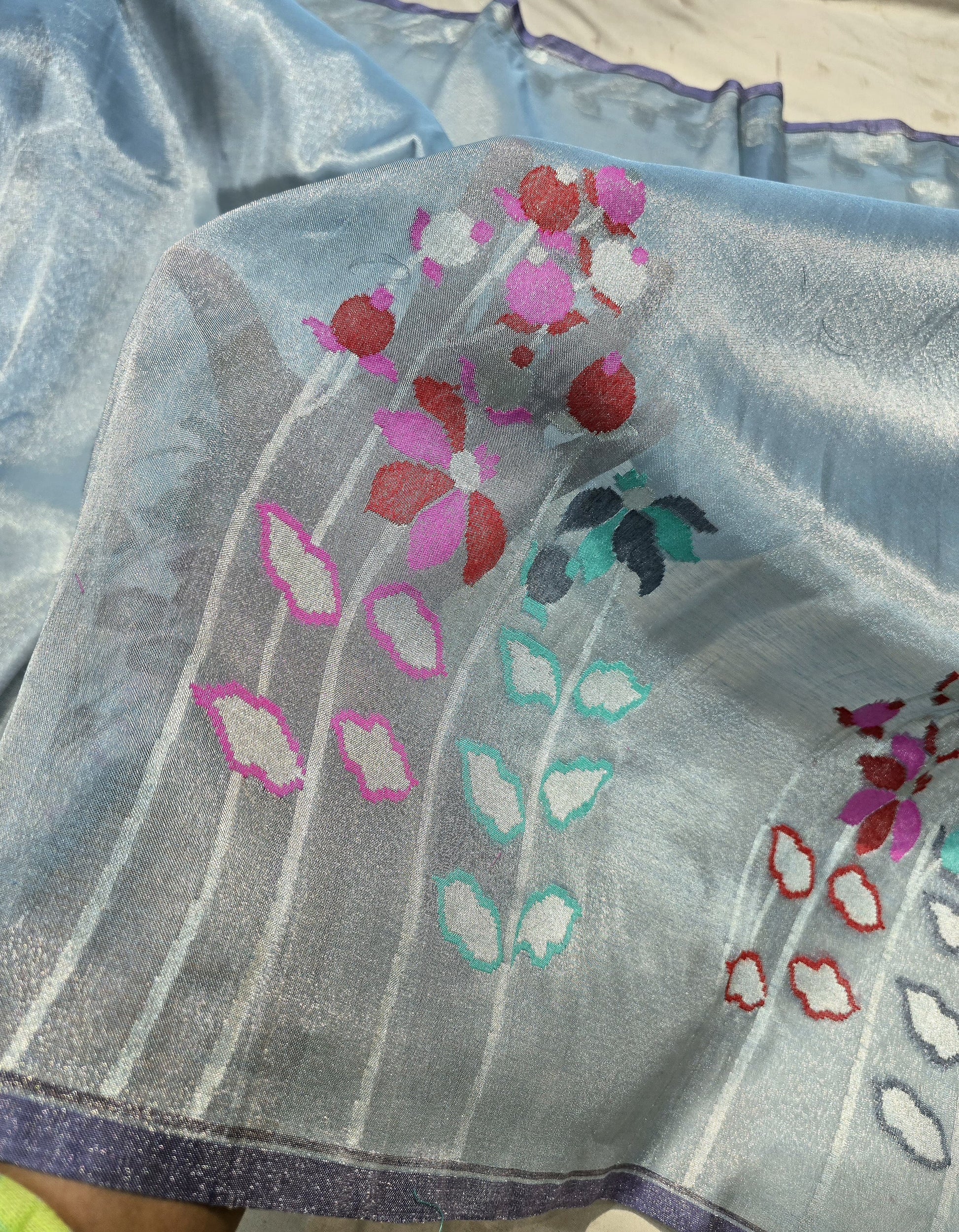 Tissue iktara saree Bengal traditional saree Indian sari blouse Saffronfashionindia