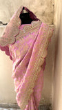 Pink Khaddi Gorgette Saree Indian Gottapatti Sarees