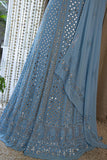 Cruise blue Chikankari Lucknowi Dress