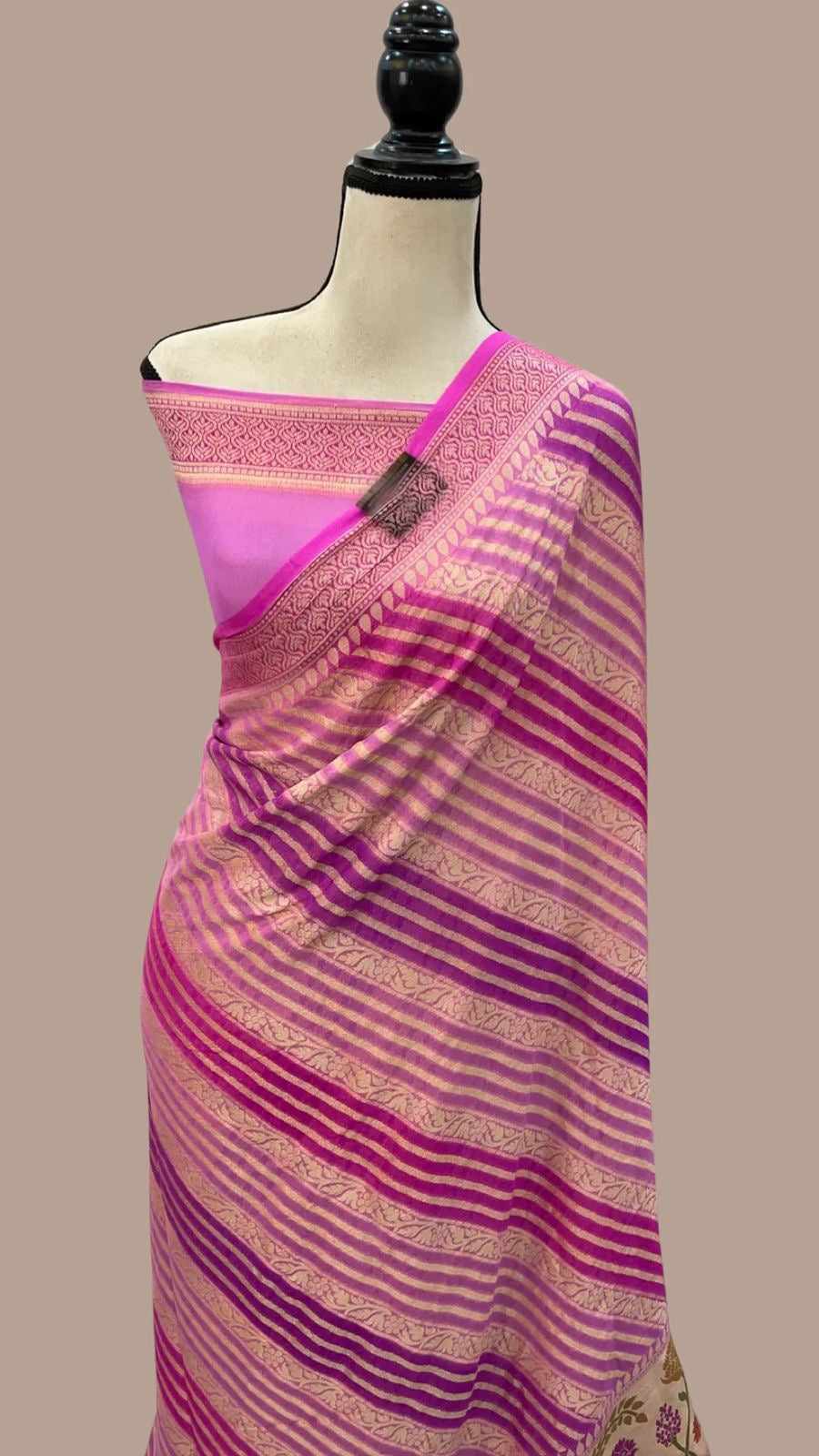 Alisha Chiffon Khaddi Banarsi saree Indian sari blouse SaffronFashion